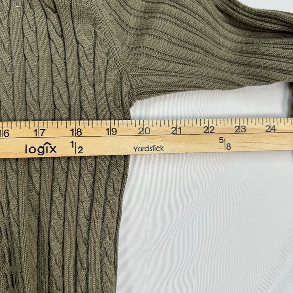 Falls Creek Long Sleeve Open Cardigan Womens SZ M Green Knit Mid Length - Picture 6 of 8